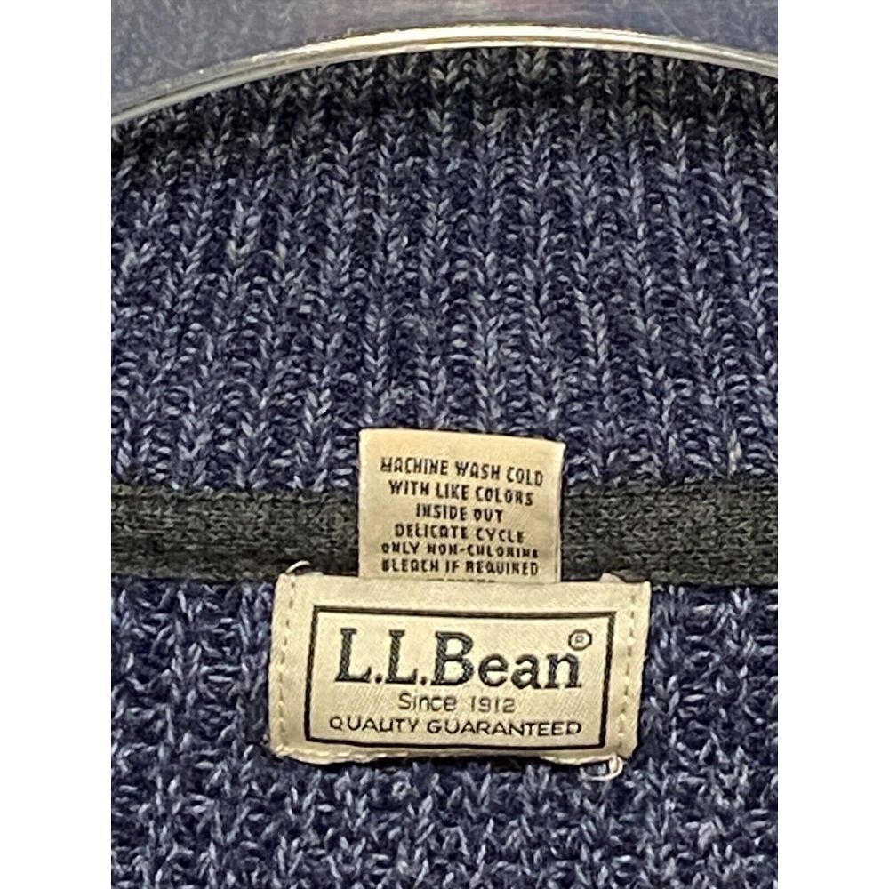 L L Bean Sweater Men XL Tall Cardigan‎ Chunky Knit Fisherman Zip Nordic Jacket - Picture 8 of 11